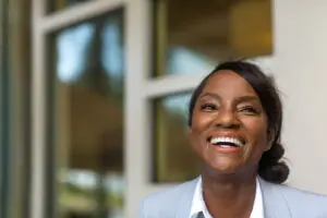 woman smiling implant dentistry concept